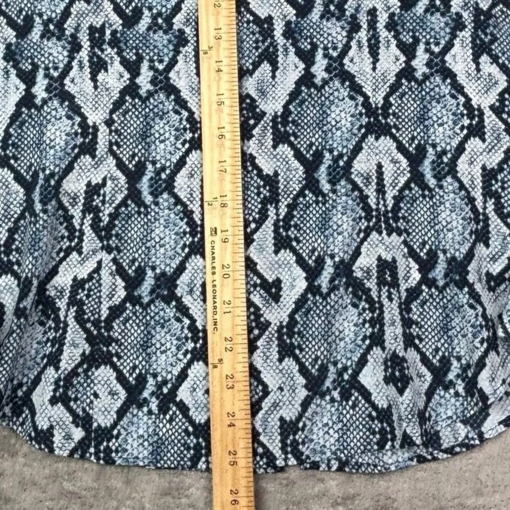 Michael Kors Womens Blue Snakeskin Print Zip‎ Front Utility Shirt Blouse Medium
